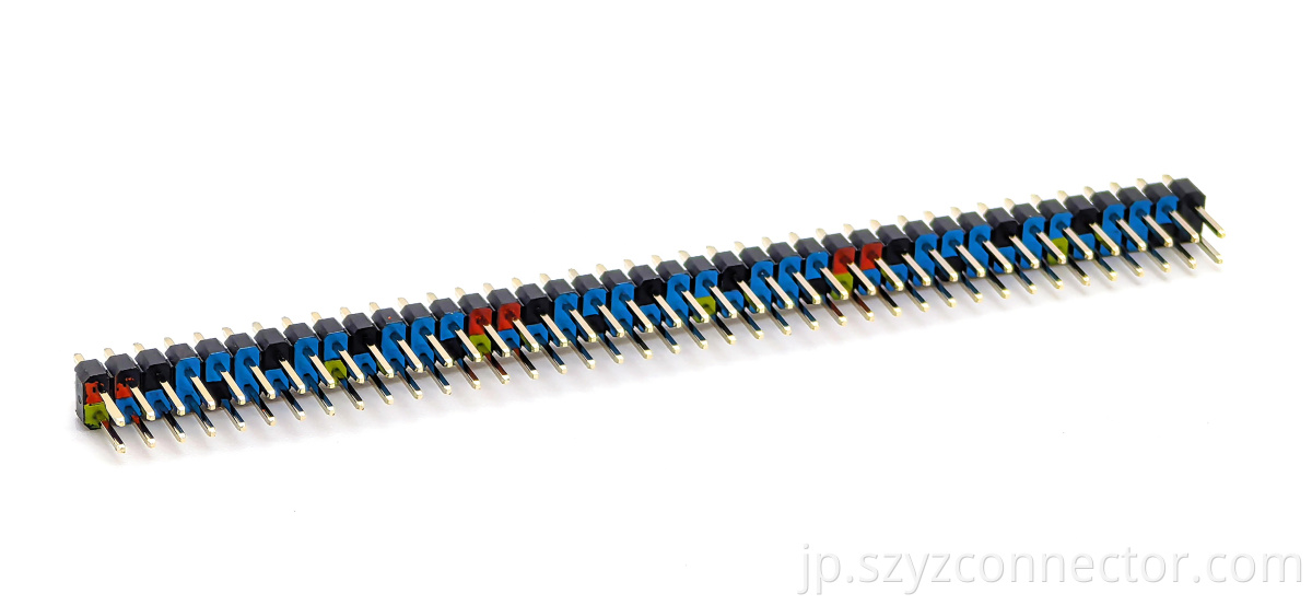 2.54mmピッチカラーピンヘッダーコネクタデュアルロウストレートSQ0.64mm H:2.5mm 2*40P 2.54mm Pitch Colored Pin Header Connector Dual Row Straight SQ0.64mm H:2.5mm 2*40P
